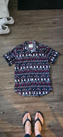 Mens MBX Christmas Holiday Button Down Shirt sz M Medium Med