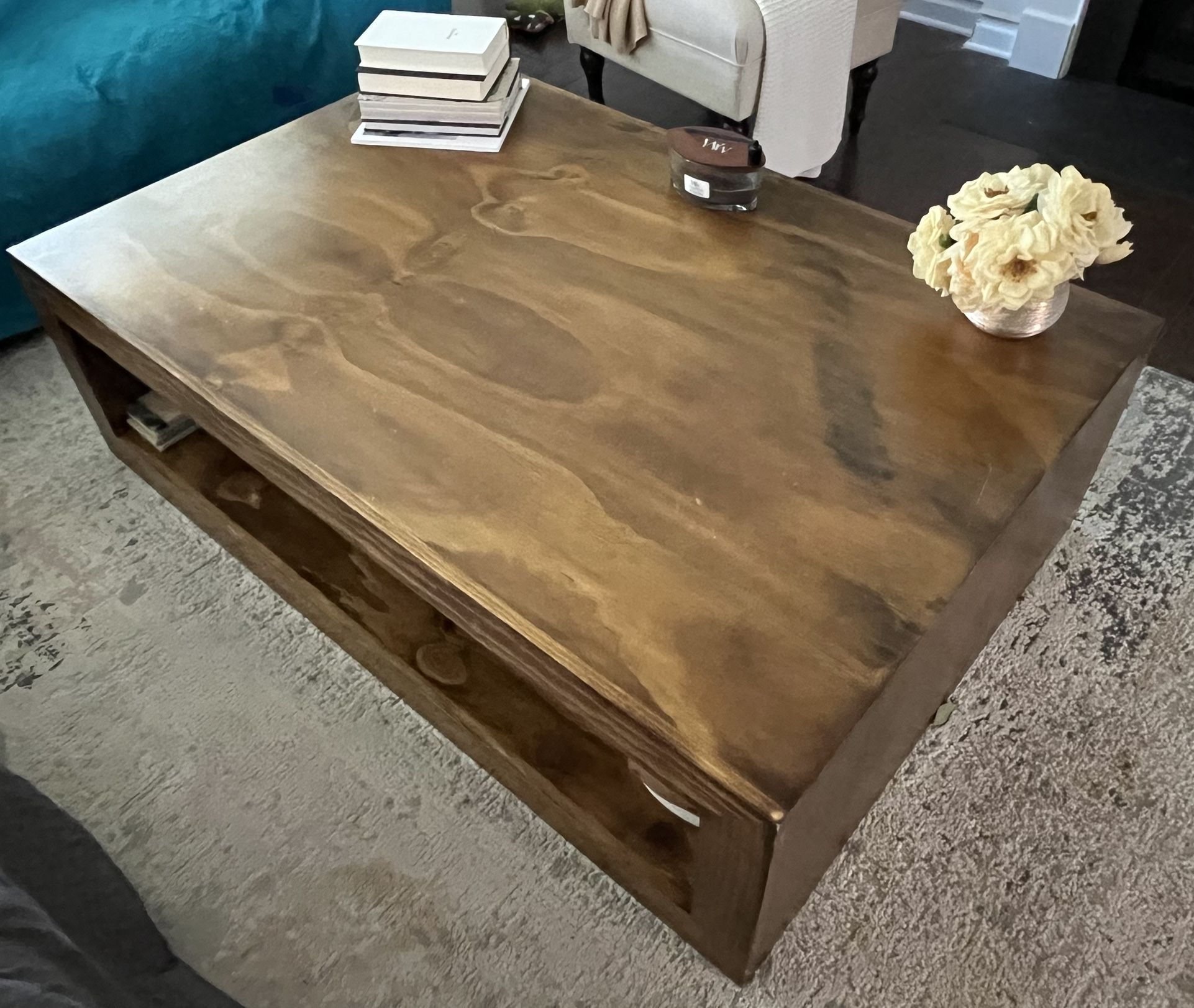 Custom Wood Coffee Table — 60” × 40″ × 18″ | Restoration-Style Design
