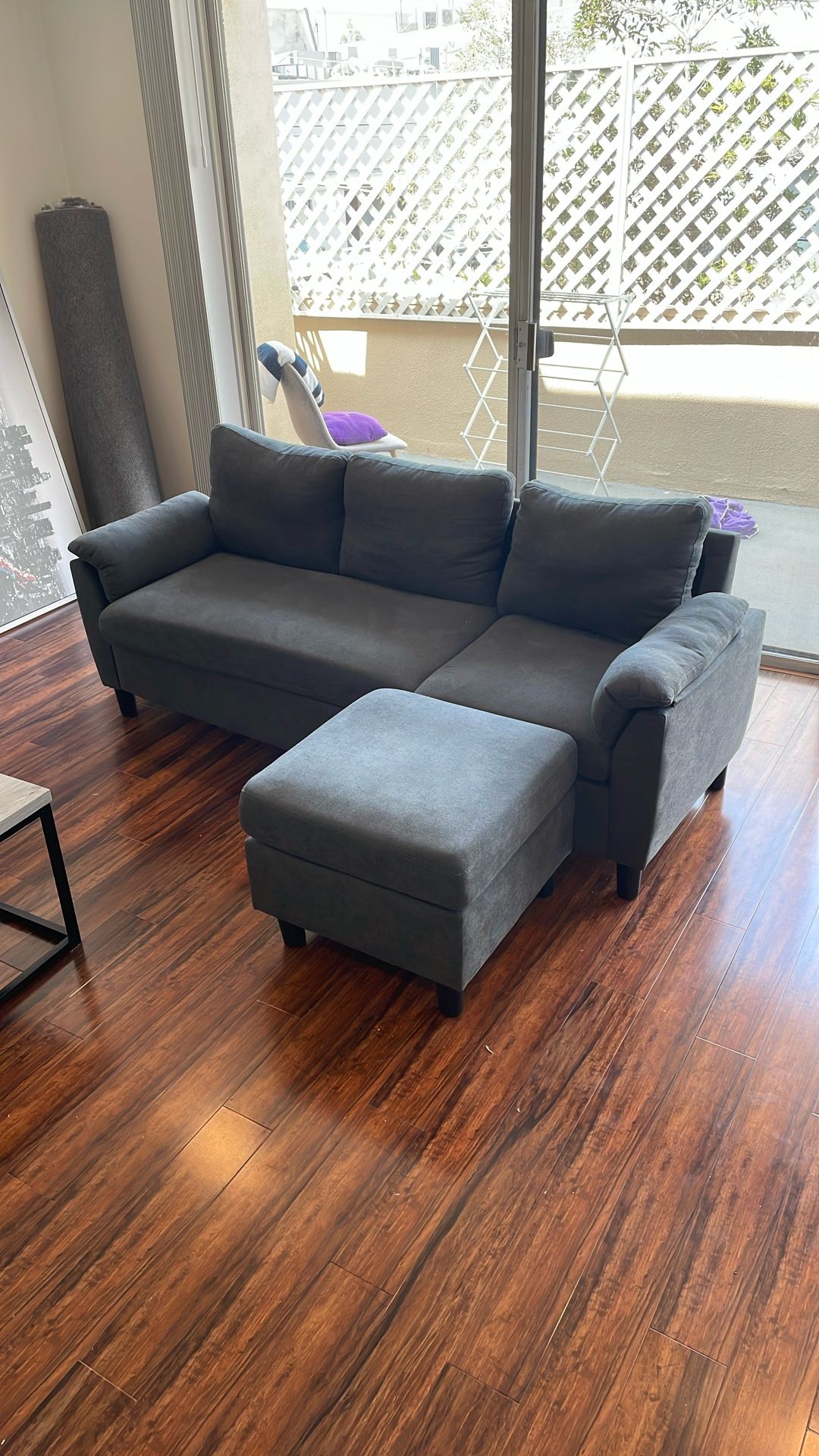 Dark Gray Sectional Sofa with Ottoman - New!