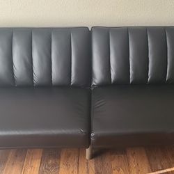 Black Faux Leather Sofa