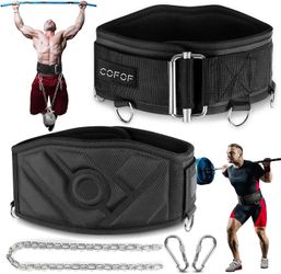 Heavy-Duty Weightlifting Dip Belt with Chain & Carabiners – Strength Training (MEDIUM)
