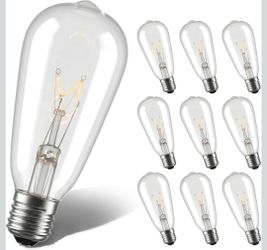 10-Pack Edison Replacement Bulbs ST40 Light Bulbs, 7W 120V E17 ST40 Bulb 10PK