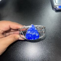 Natural Lapis Lazuli Cuff , 925 Sterling Silver