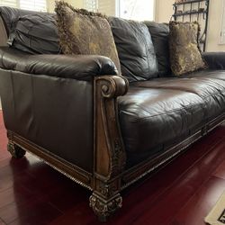 Leather Sofa & Loveseat Victorian Style