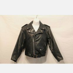Auth. SCHOTT PERFECTO Vintage Women Black Leather Motorcycle Jacket Size 6 small