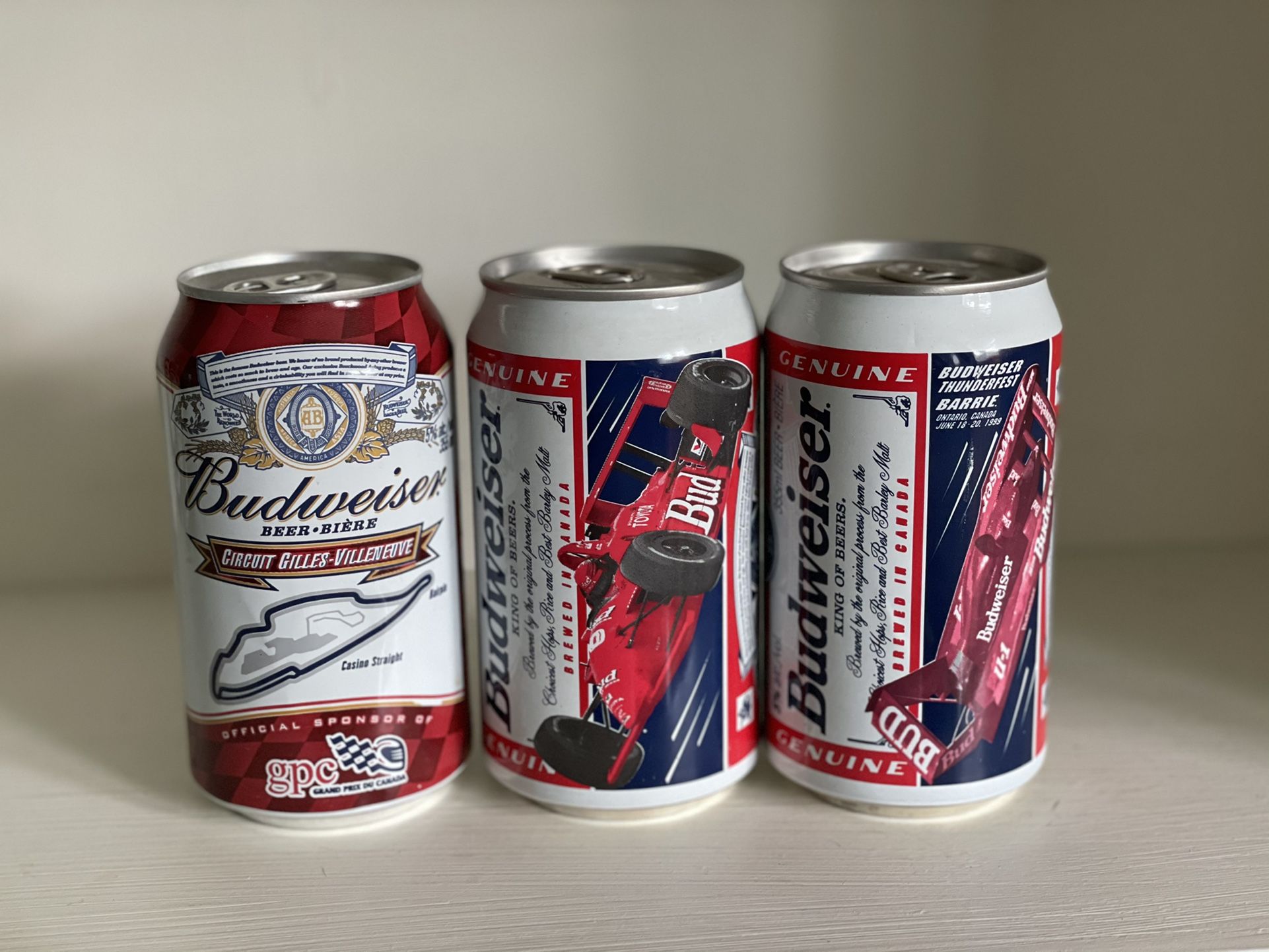 Budweiser Canada Racing Collectible Cans