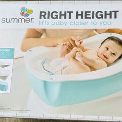 Summer Infant Right Height Baby Bath Tub, Blue/White
