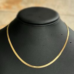 Jewelry 14k solid yellow herringbone Cuban 16.25” Chain necklace 7.20 grams 3.00mm