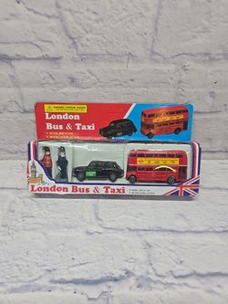 London Bus & Taxi Die-Cast Vehicle Set Double Decker Bus Black Cab