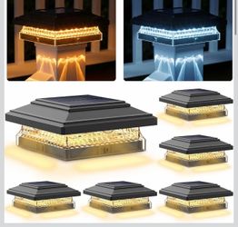 SIEDiNLAR Solar Post Cap Lights 4x4 & 5x5, 6 Pack 2 Modes 50 Lumens Black For 4x4 & 5x5 Wood or Vinyl Posts Solar Powered Waterproof Outdoor Lighting