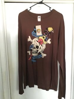Ed Hardy Death Or Glory Long-Sleeved Rhinestone Shirt...(NWT)...XXL...