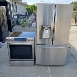Refrigerator And Slide In Range 