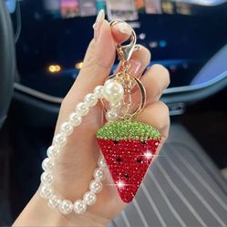 Red Watermelon Bling Bag Charm/Keychain 