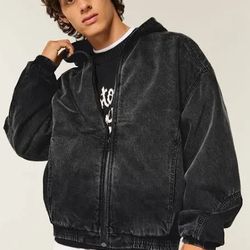 Washed black denim jacket