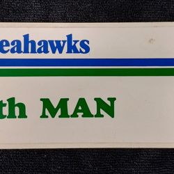 Vintage Seattle Seahawks 12th Man 10th anniversary bumper sticker, 1976/1985