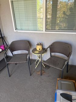 2 woven patio chairs