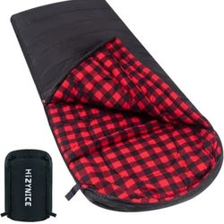 Hizynice 0 Degree Sleeping Bag 100% Cotton Flannel XXL for Adults Big and Tall Cold Weather Winter Zero Degree 
