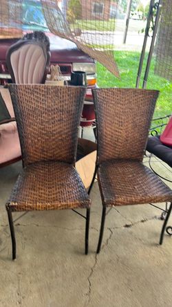 Wicker and metal chairs