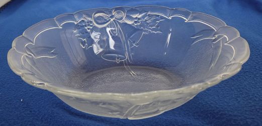 Vintage Frosted Glass Christmas Bell Serving Bowl