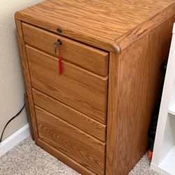 Solid Oak Filing Cabinet With Lock