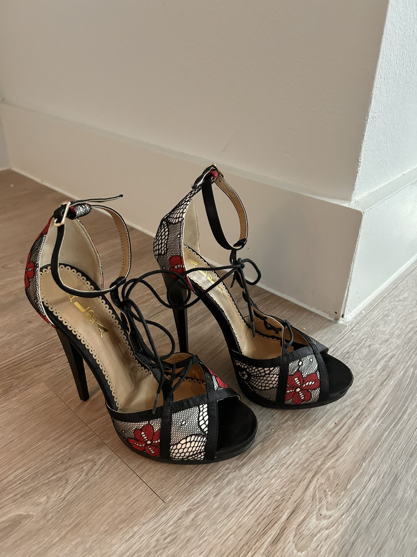Lace high heels