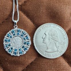 Real Blue And White Diamonds Necklace 