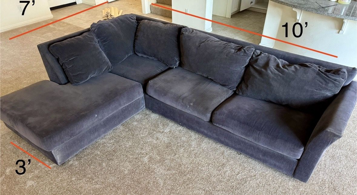 Grey 3 Piece Sectional With Right Arm Facing Chaise