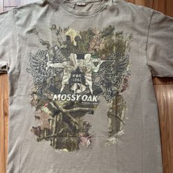 Mossy Oak Vintage Y2K Crazy Front & Back Graphic RealTree Camo Grunge Print XL