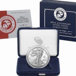 250th Anniversary United States Marine Corps American Eagle One Ounce Silver Proof Coin