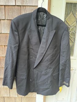 Men's Dark Gray Double-Breasted Suit Jacket