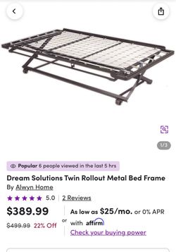Twin Trundle Mattress Pop Up Frame