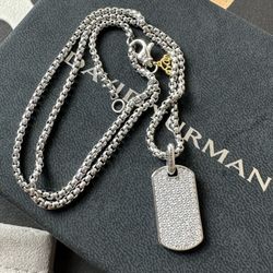 David Yurman Dog Charm Pendant Silver Necklace 