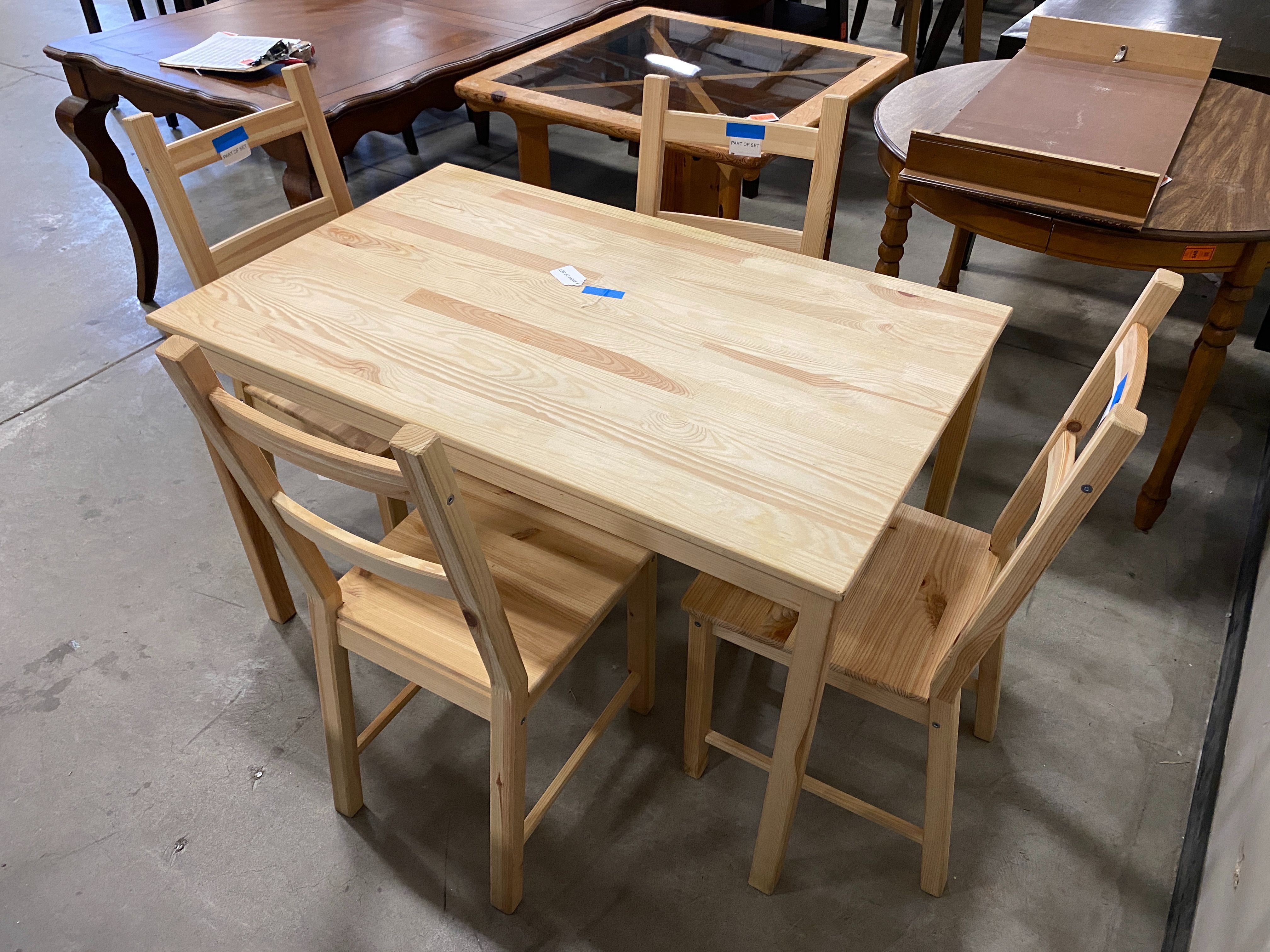IKEA Ivar Smooth Pine 4 Chair Dining Set