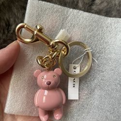 Coach bear bag charm pink