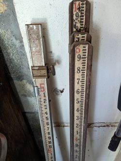 Vintage Elevation Poles For Leveling, Surveying, Telephone Poles