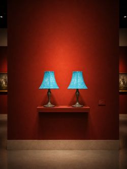 Pair of Turquoise Shade Table Lamps – 20” Tall Each