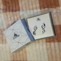 Disney Parks Tinkerbell Sitting on Moon Fine Silver Over Zirconia Earrings