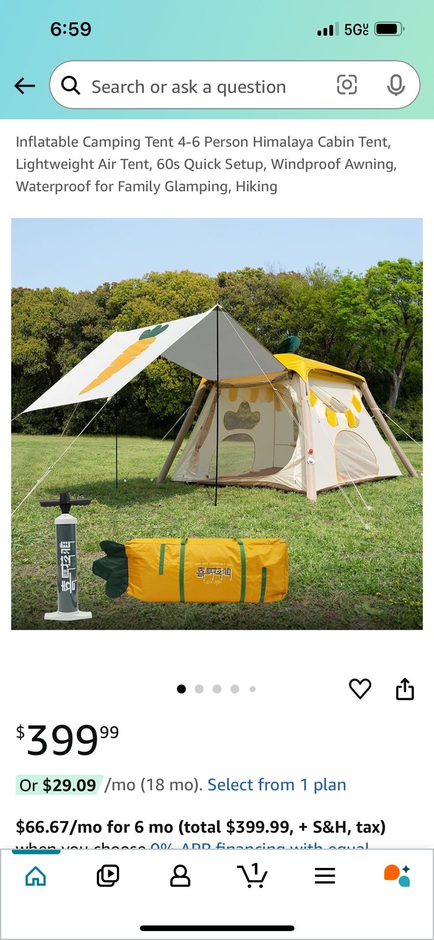 Inflatable Camping Tent, Lightweight Air Tent