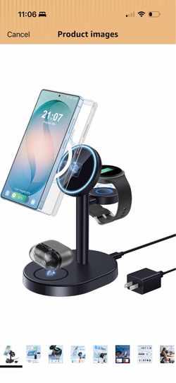 Hevanto 3 in 1 Wireless Charger for Samsung Galaxy, 15W Magnetic Super Fast Charging Station for MagSafe Samsung Galaxy S26 Ultra S25 S24 S23 Z Fold F