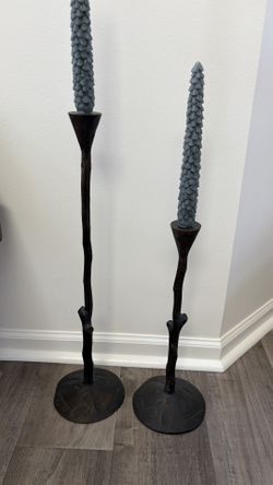 Set Of Two Candle Holders  - Dark Bronze 