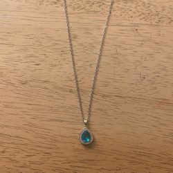 White Gold Plated Blue Austrian Jewel Knecklace