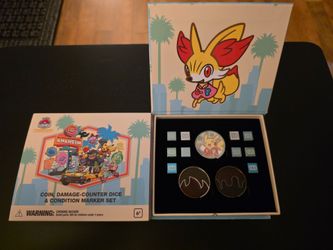 Pokemon World's 2025 exclusive coin, damage-counter dice set