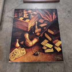 Julie Caleera Still Life Print with Game Pieces