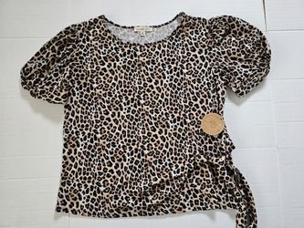 New Parallel skies Women Animal Print Top Ties in Front. Size xl