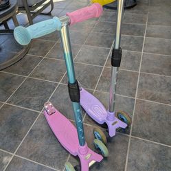 Two 3-wheel light up Kid's Scooters