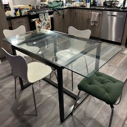 Glass Dining Table With 4 Chairs 