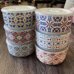 Set Of 6 Deep Bowls With Airtight Lids
