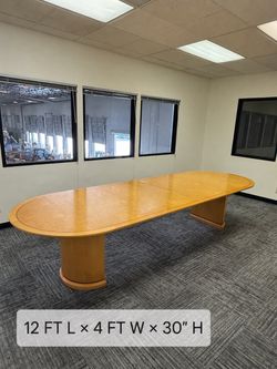 12FT Heavy-Duty Wood Conference Table – Like New – Commercial Quality