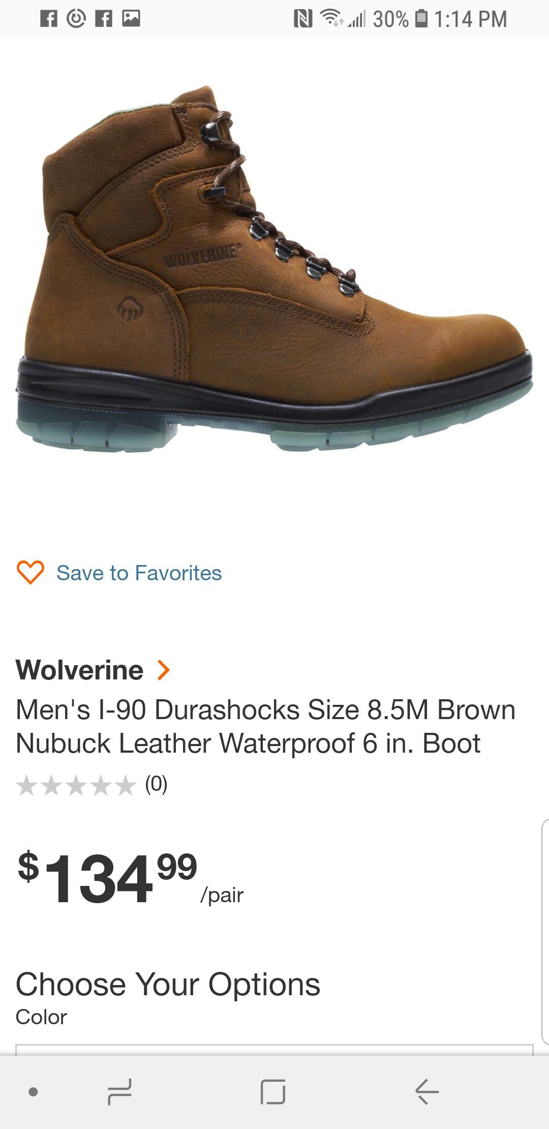 New work boots volberine size11m$80