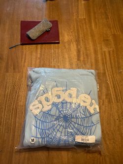 Rhinestones og web light blue sp5der hoodie